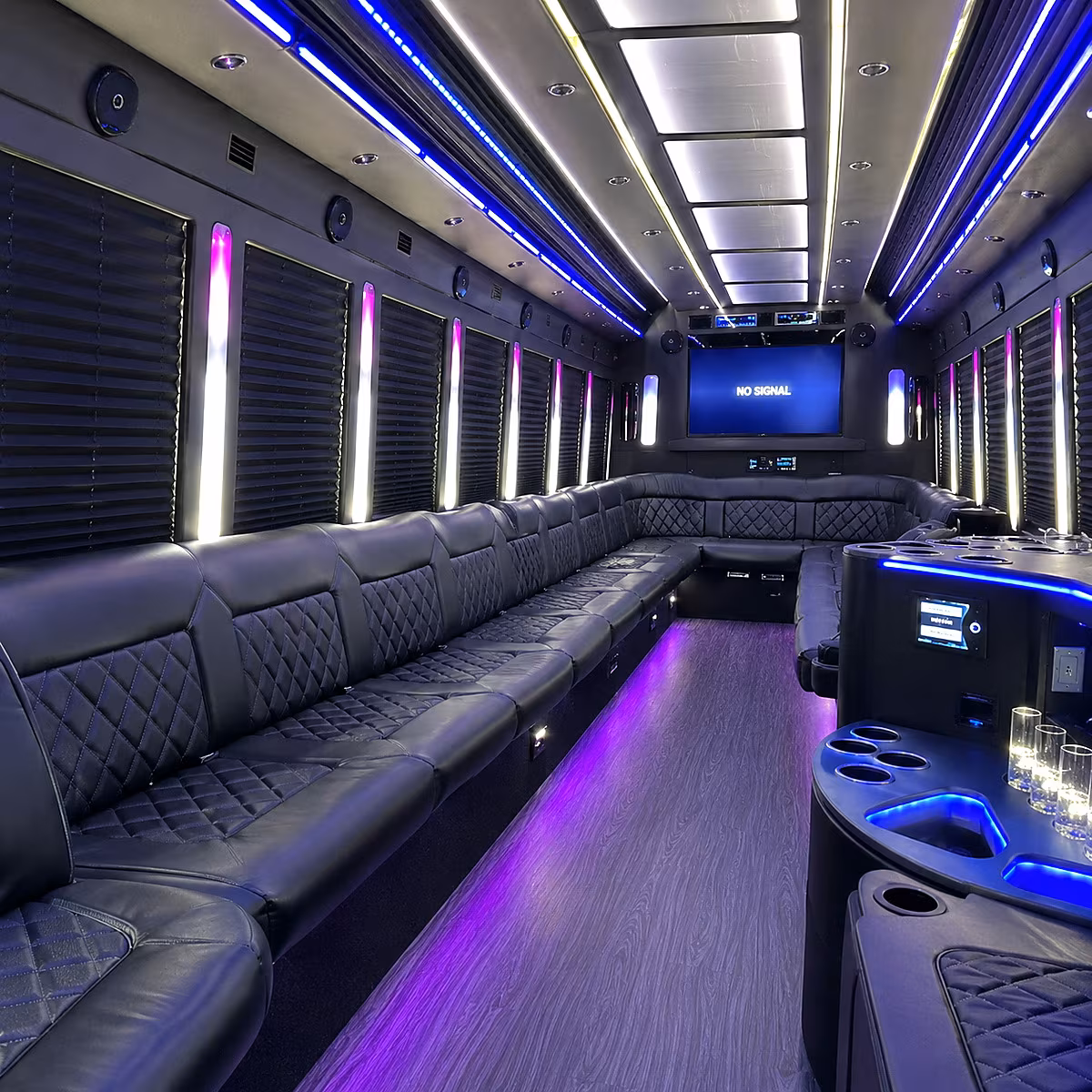 henderson 30 passenger party bus inside
